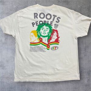 LRG Classic Fit Rasta Jamaican Roots People Graphic T-Shirt Cream Men's Size XXL
